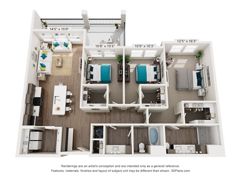 A diagram of a house layout with dimensions.